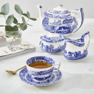 Blue Italian Set of 4 Teacups & Saucers Blue Italian Set of 4 Teacups & Saucers
